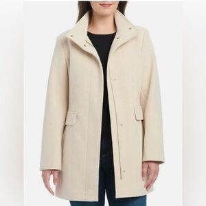 Vince Camuto Cream Mid-Length Pea Coat Full Zip NWT